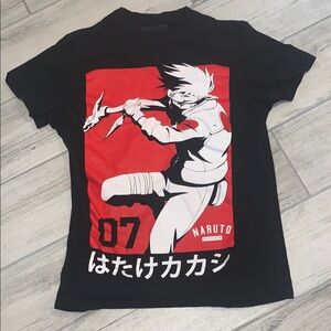 Black and Red Anime Graphic Short Sleeve Tee